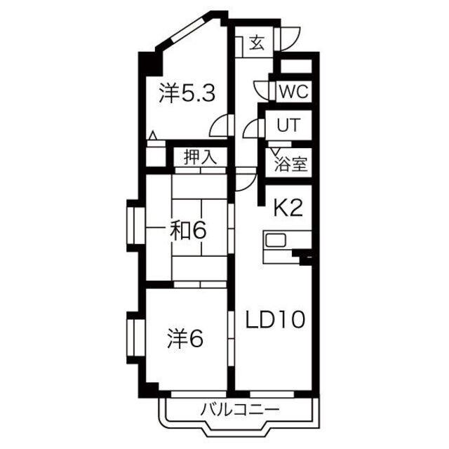 パラディーソ白壁(3LDK/2階)の間取り写真