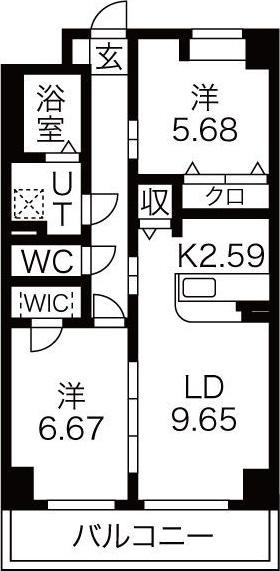 S-FORT 鶴舞 REALE(2LDK/5階)の間取り写真