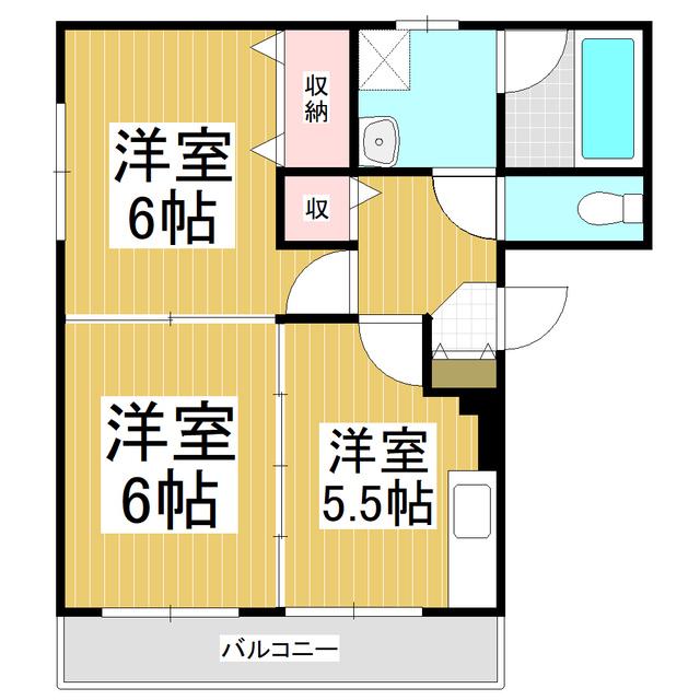リーベ花恋(2DK/1階)の間取り写真