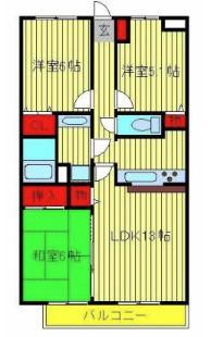 グランシャリオ双伸(3LDK/2階)の間取り写真