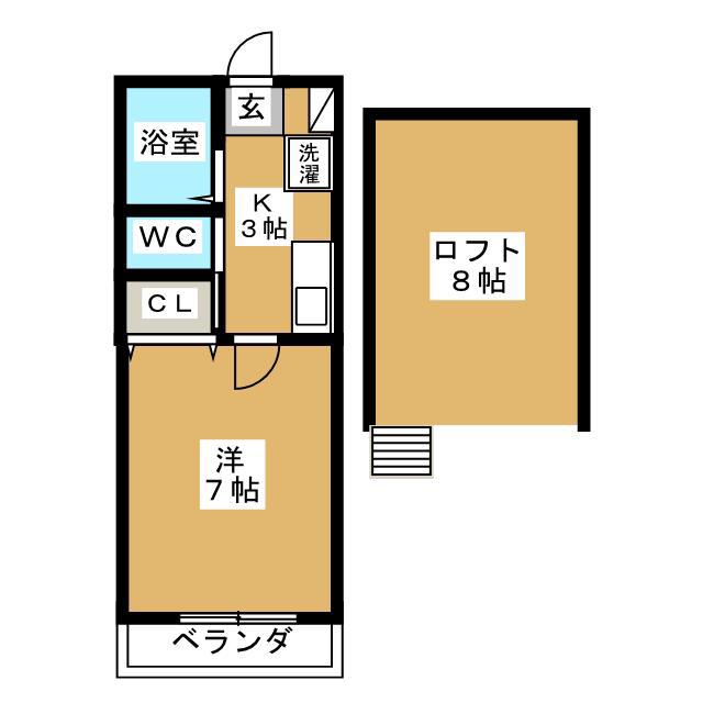 メゾンフルヤII(1K/2階)の間取り写真