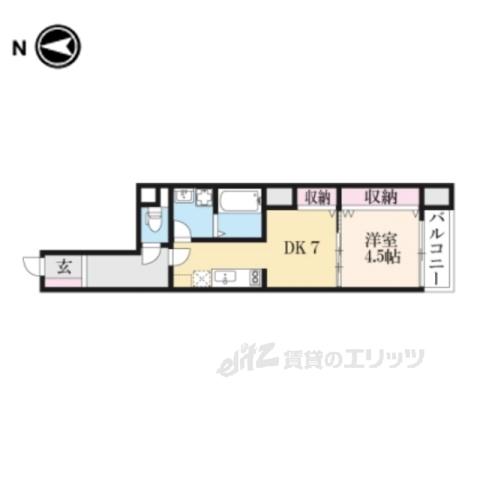 クリスタルガーデン(1DK/2階)の間取り写真