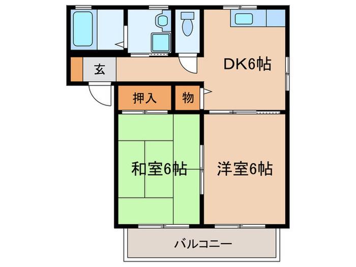 サンヒルズ宮吉B(2DK/2階)の間取り写真
