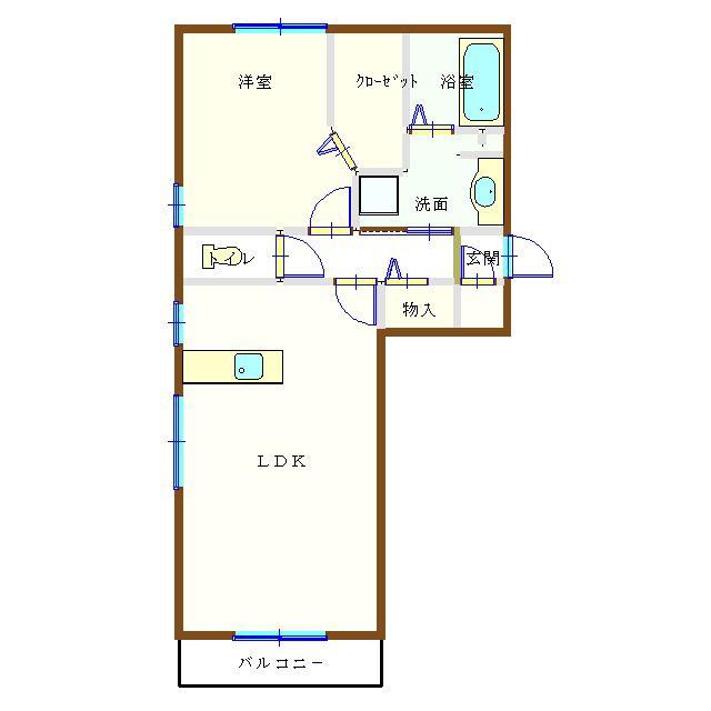 サンフォレスト一の宮(1LDK/1階)の間取り写真