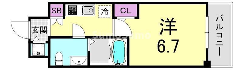 S-RESIDENCE北浜(1K/12階)の間取り写真