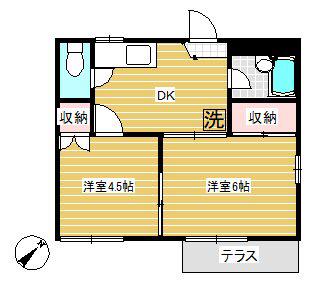 ユーアイハイム富士見C(2DK/1階)の間取り写真