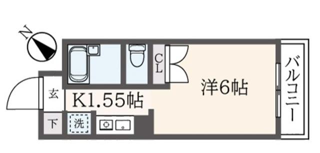 パレス登戸(1K/4階)の間取り写真