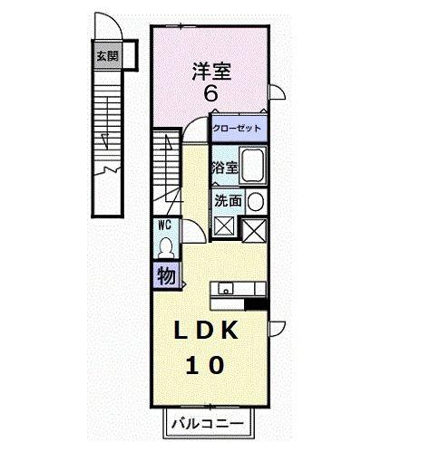 ベラビスタE(1LDK/2階)の間取り写真