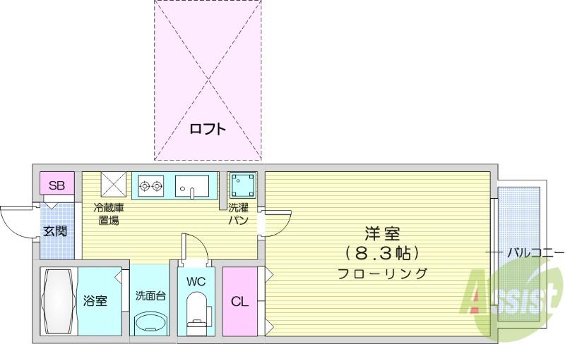 フォレストスクウェア(1K/1階)の間取り写真