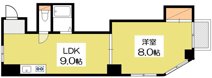 HAL十日市(1LDK/2階)の間取り写真