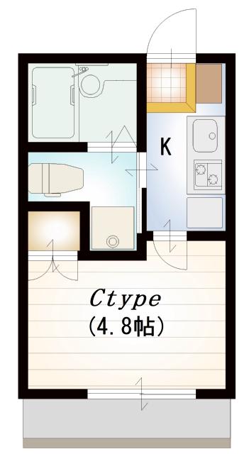 クローバー十二番館(1K/2階)の間取り写真