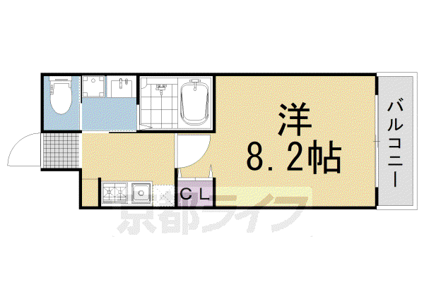 ヘラクレス円町(1K/3階)の間取り写真