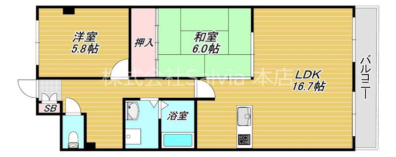 サザンコートなかもず(1SLDK/3階)の間取り写真