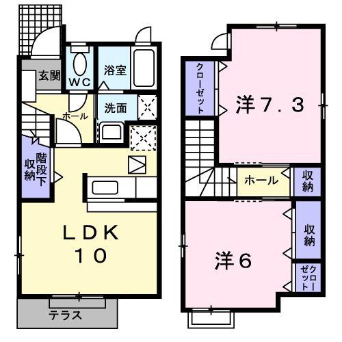 サウス・ヴィラII(2LDK/1階)の間取り写真
