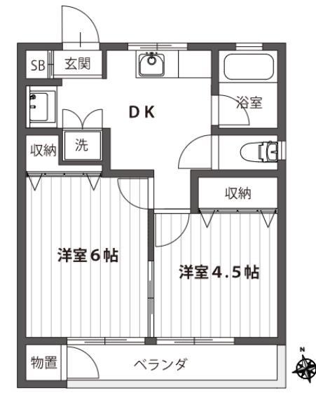 仙川マンション(2DK/1階)の間取り写真