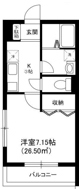 グラッセア馬事公苑第二(1K/2階)の間取り写真