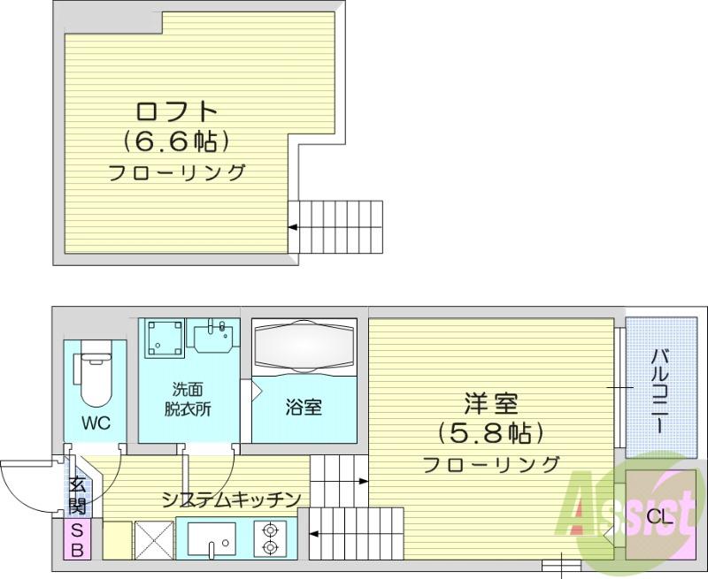 ヴィレッタ3110(ワンルーム/2階)の間取り写真
