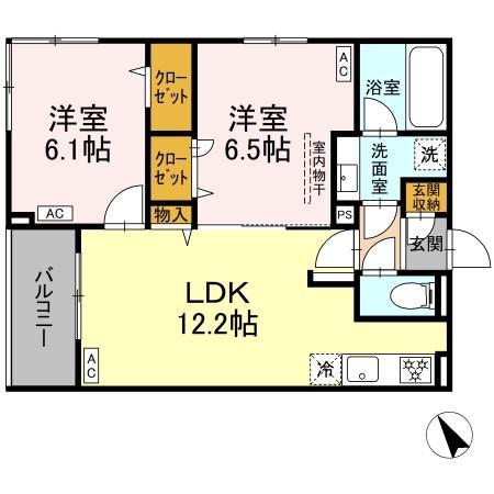 ASSET-COURT世田谷船橋(2LDK/3階)の間取り写真