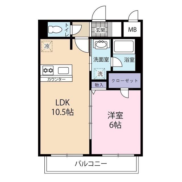 グランド・ソレーユ根岸台(1LDK/2階)の間取り写真