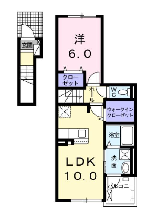 プラシード・K(1LDK/2階)の間取り写真