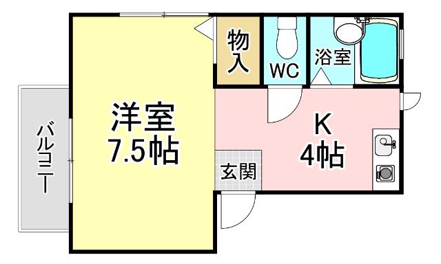 プレジールミスミ(1K/1階)の間取り写真