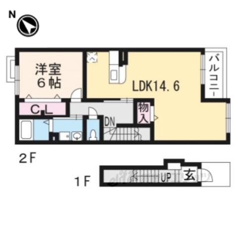 スウィートバイオレット(1LDK/2階)の間取り写真