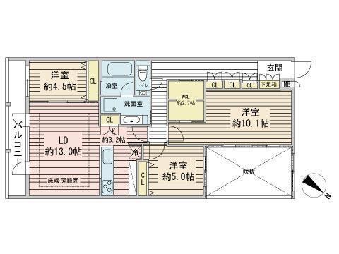 HARU旭ヶ丘(3LDK/2階)の間取り写真