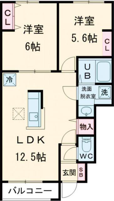 BERGFLUSS(2LDK/1階)の間取り写真
