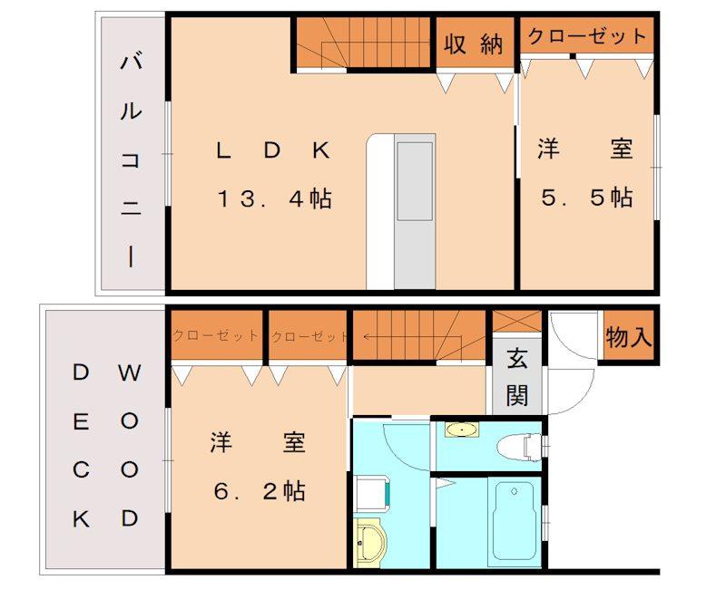 けやきハウス(2LDK/1階)の間取り写真