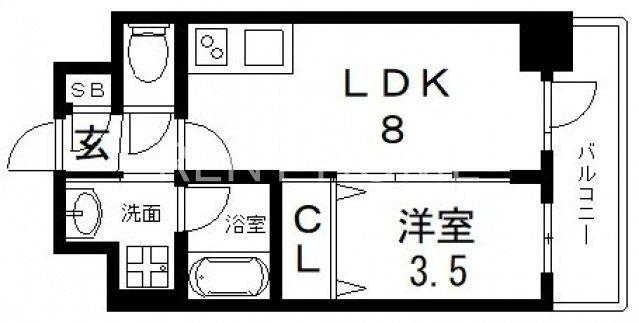 リアライズ布施駅前(1LDK/8階)の間取り写真