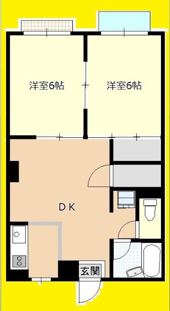 キンガハイツ橋本(2DK/3階)の間取り写真
