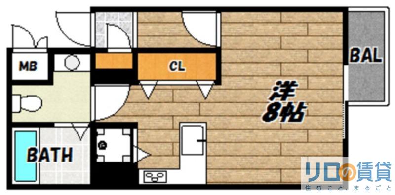 シャトレ上新庄(1K/3階)の間取り写真