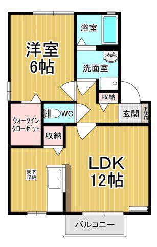 クレスト ヴィラ A(1LDK/1階)の間取り写真