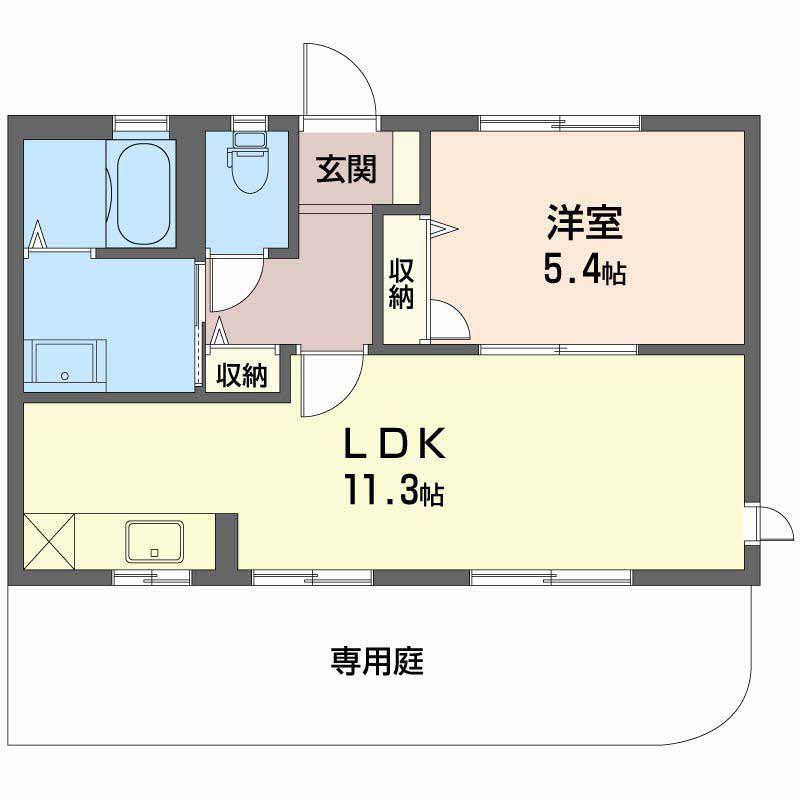 クルーザーバレー(1LDK/1階)の間取り写真
