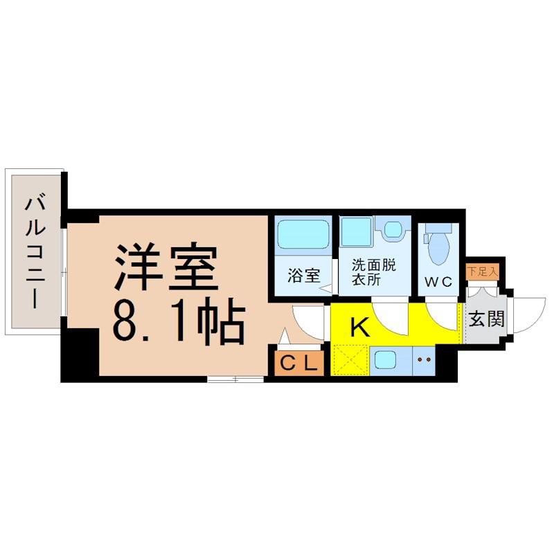 エスリード名古屋東別院(1K/11階)の間取り写真