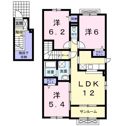 アミスター(3LDK/2階)の間取り写真