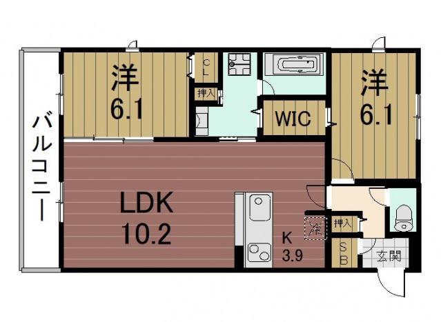 ウェンブリー(2LDK/3階)の間取り写真