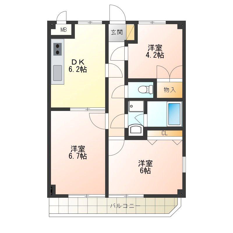 ボニータ府中(3DK/2階)の間取り写真
