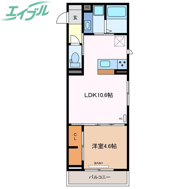 D-CHAMBRE 芝田(1LDK/3階)の間取り写真