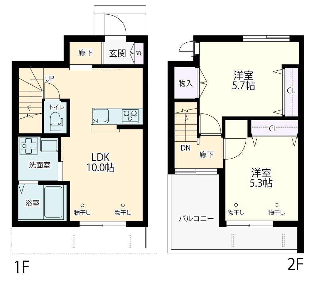 グランメール万願寺(2LDK/1階)の間取り写真