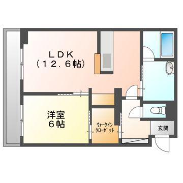 ファインメゾン福富(1LDK/2階)の間取り写真