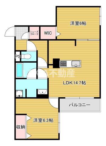 グリーン コート 杭全III(2LDK/1階)の間取り写真
