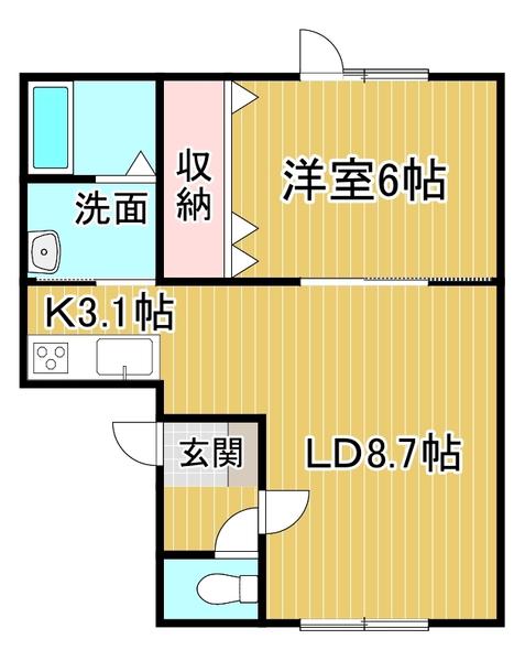 メロンハウスII(1LDK/1階)の間取り写真