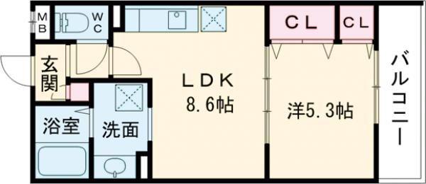 ピレーネ北条V(1LDK/3階)の間取り写真