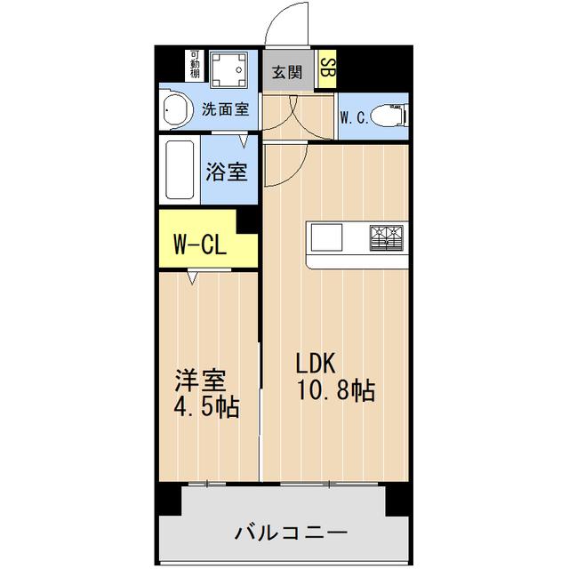 LIBTH安里(1LDK/9階)の間取り写真