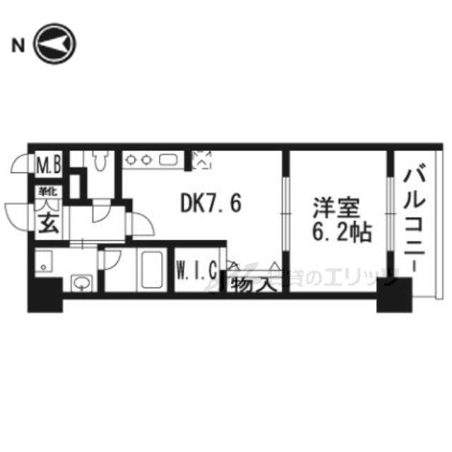 ソラージュ茨木(1DK/7階)の間取り写真