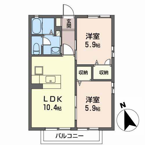 アステール アゴラーI(2LDK/1階)の間取り写真