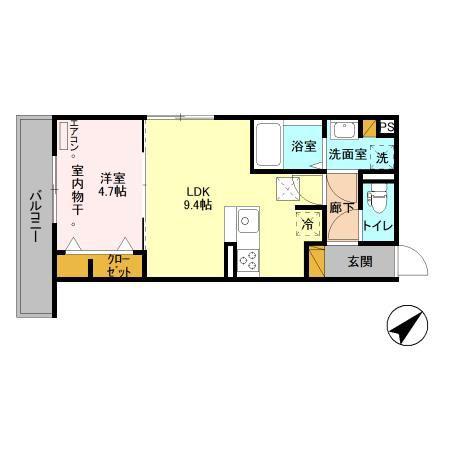 ブラウ天王台(1LDK/1階)の間取り写真
