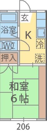 コーポユタカ(1K/2階)の間取り写真