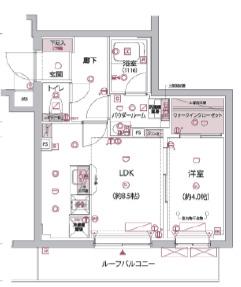 アルコバレーノ ブバイガワラ(1LDK/4階)の間取り写真